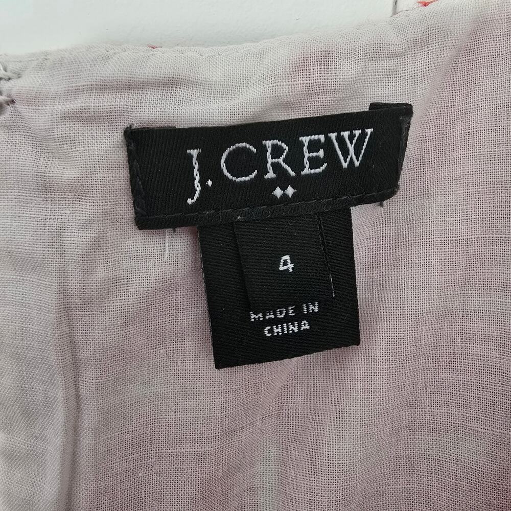 J Crew Embroidered Cotton Dress Orange White Sleeveless Pockets Size 4 - Picture 3 of 9